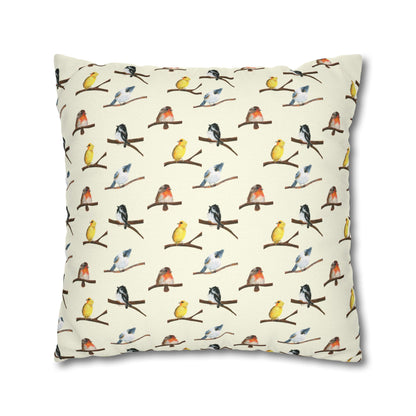 Bird Pattern Pillowcase – Watercolor Songbirds Decorative Throw Pillow Cover