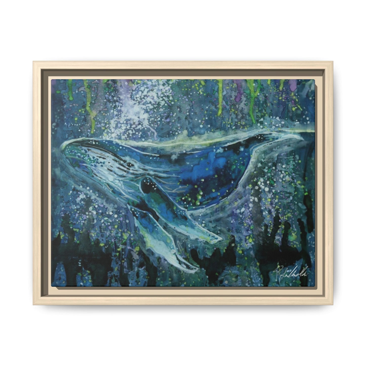 Watercolor Whale Framed Wall Art
