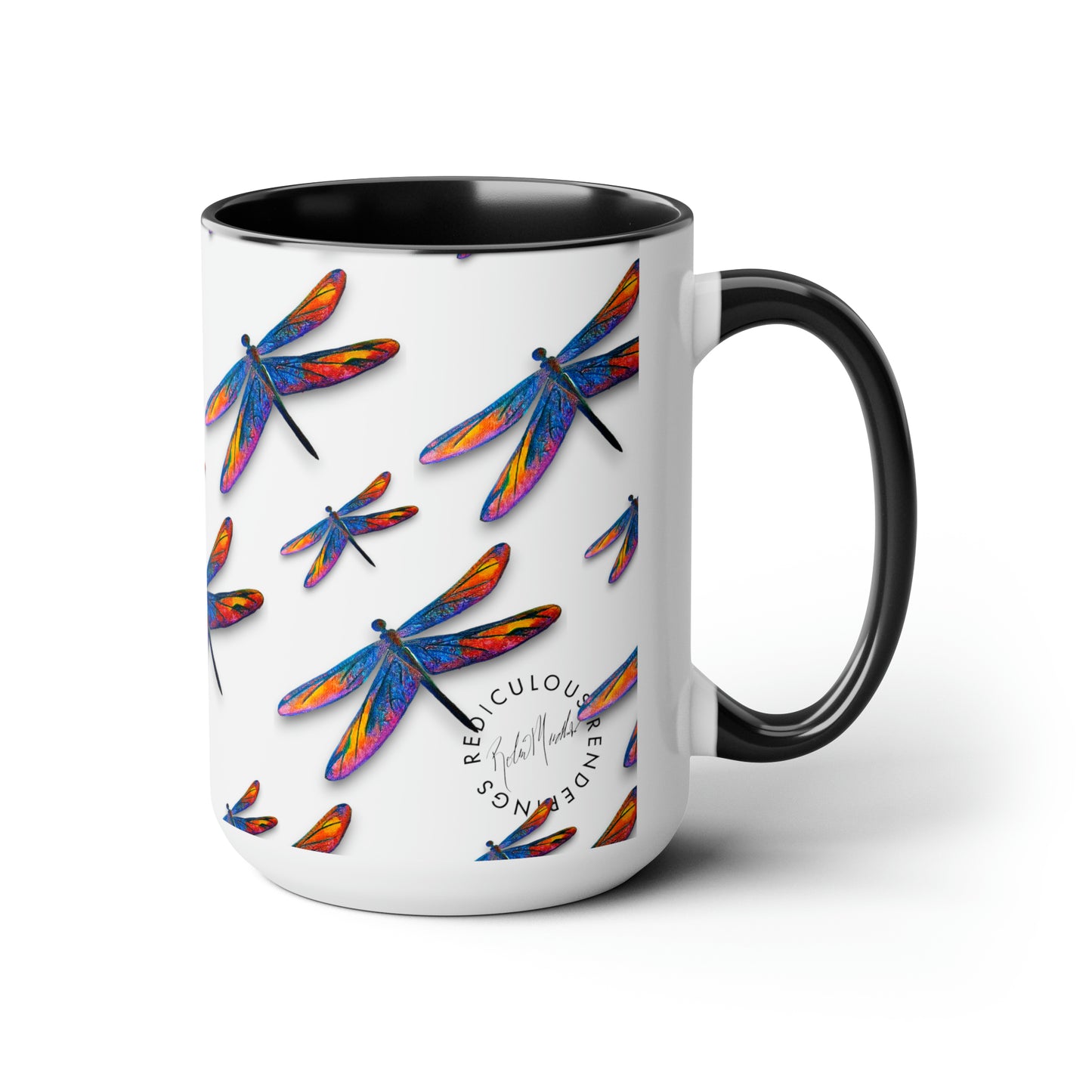 Dragonfly Two-Tone Coffee Mugs, 15oz