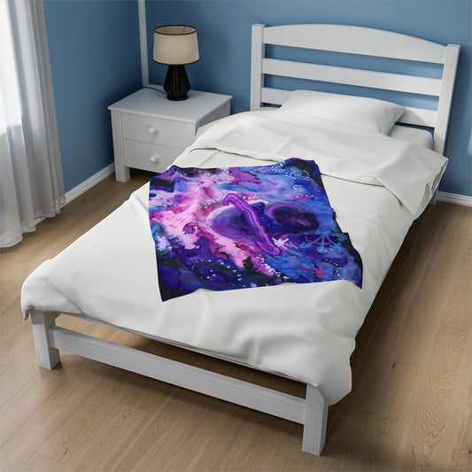 Purple Galaxy Velveteen Plush Blanket