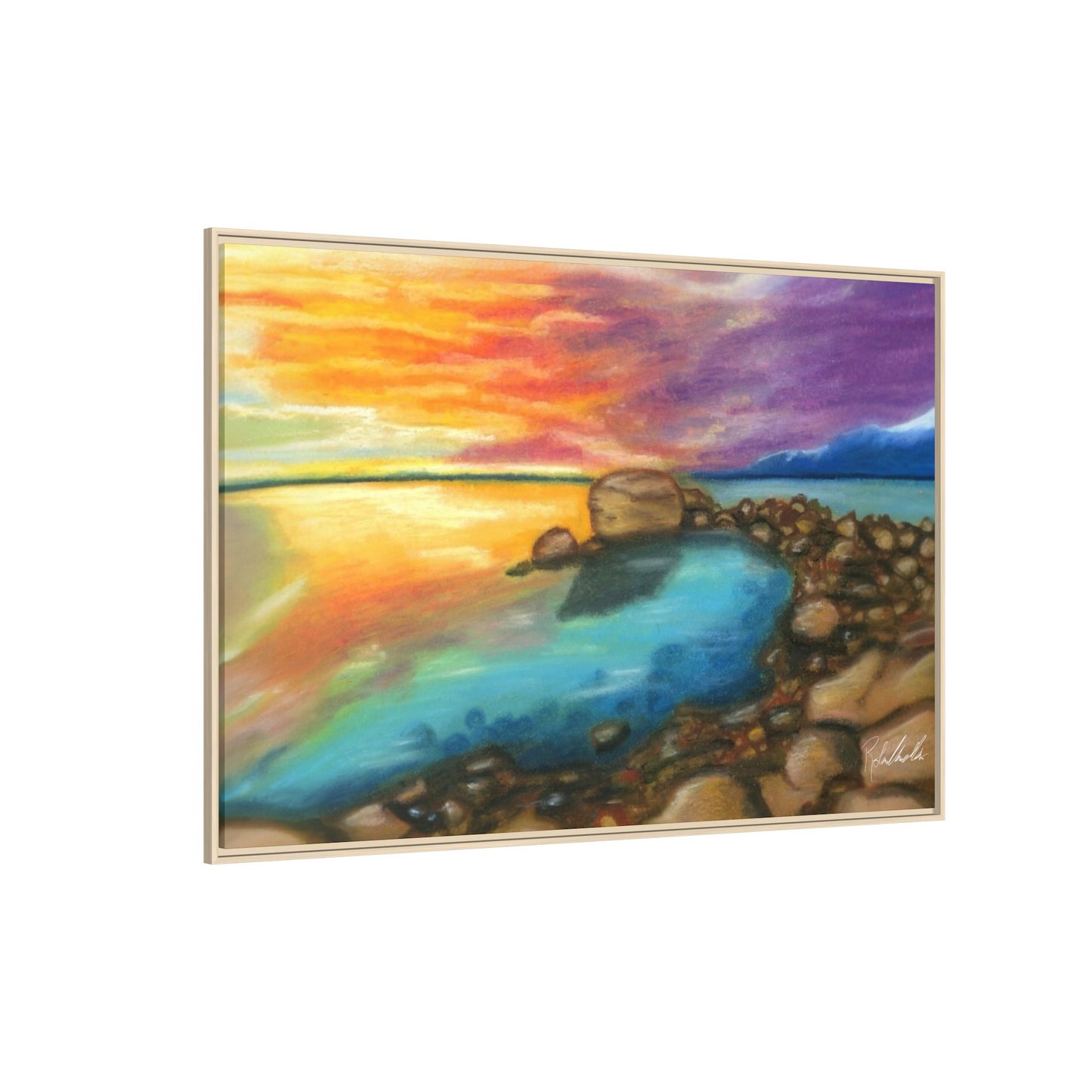 Sunset Ocean Beach Framed Wall Art