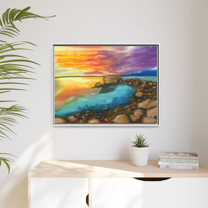 Sunset Ocean Beach Framed Wall Art