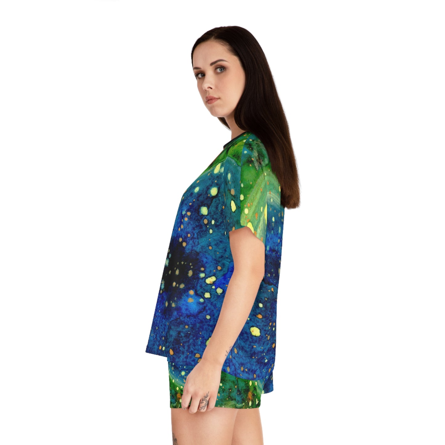 Blue Planet Galaxy Women's Short Pajama Set (AOP)