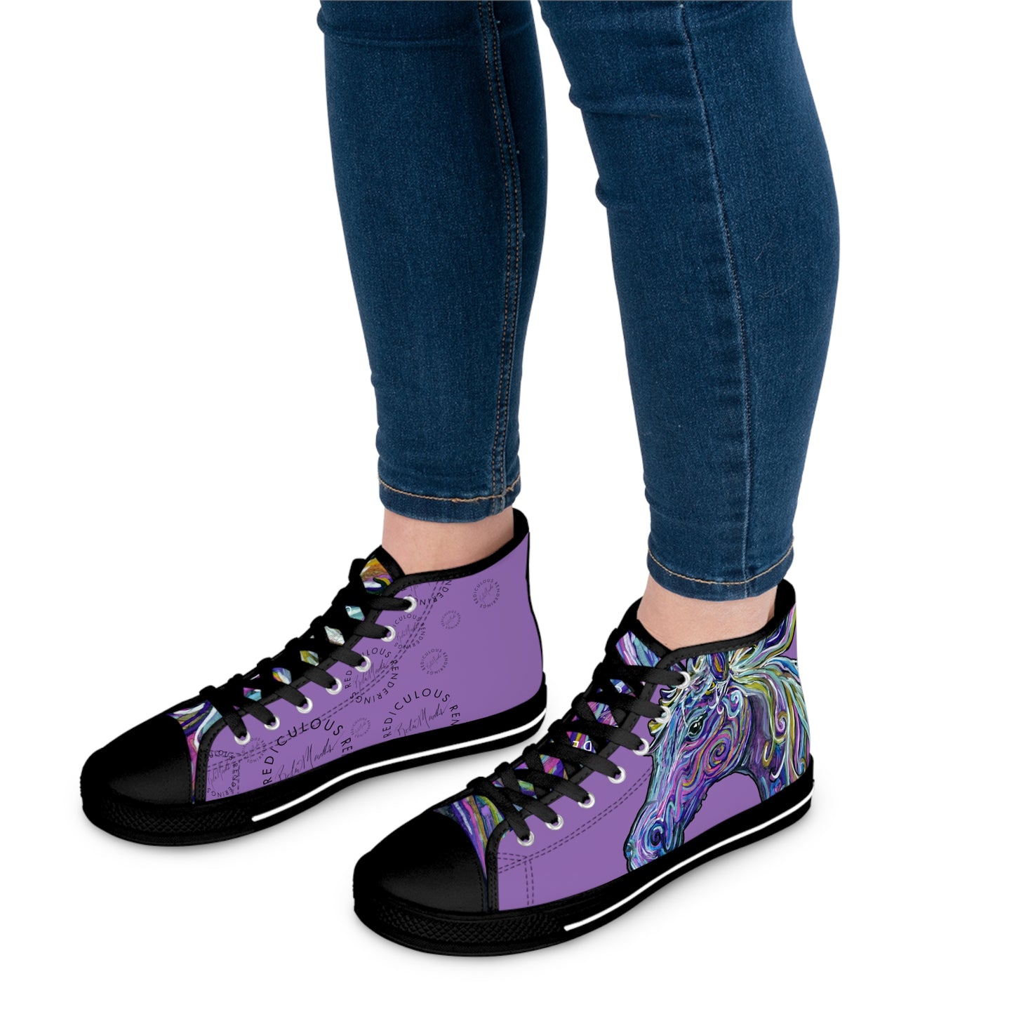 Purple Abstract Horse Unisex High Top Sneakers