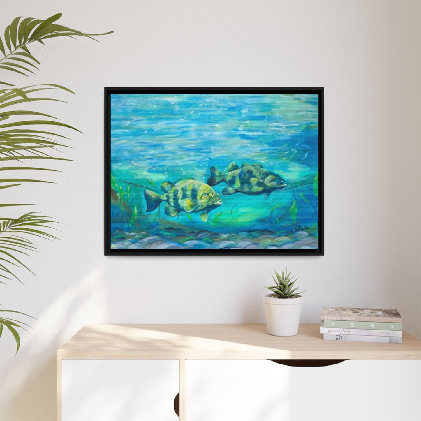 Framed Matte Canvas - Underwater Fish Scene