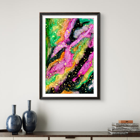 Neon Green and Pink Space - Galaxy 8x10 Museum Grade Fine Art Print