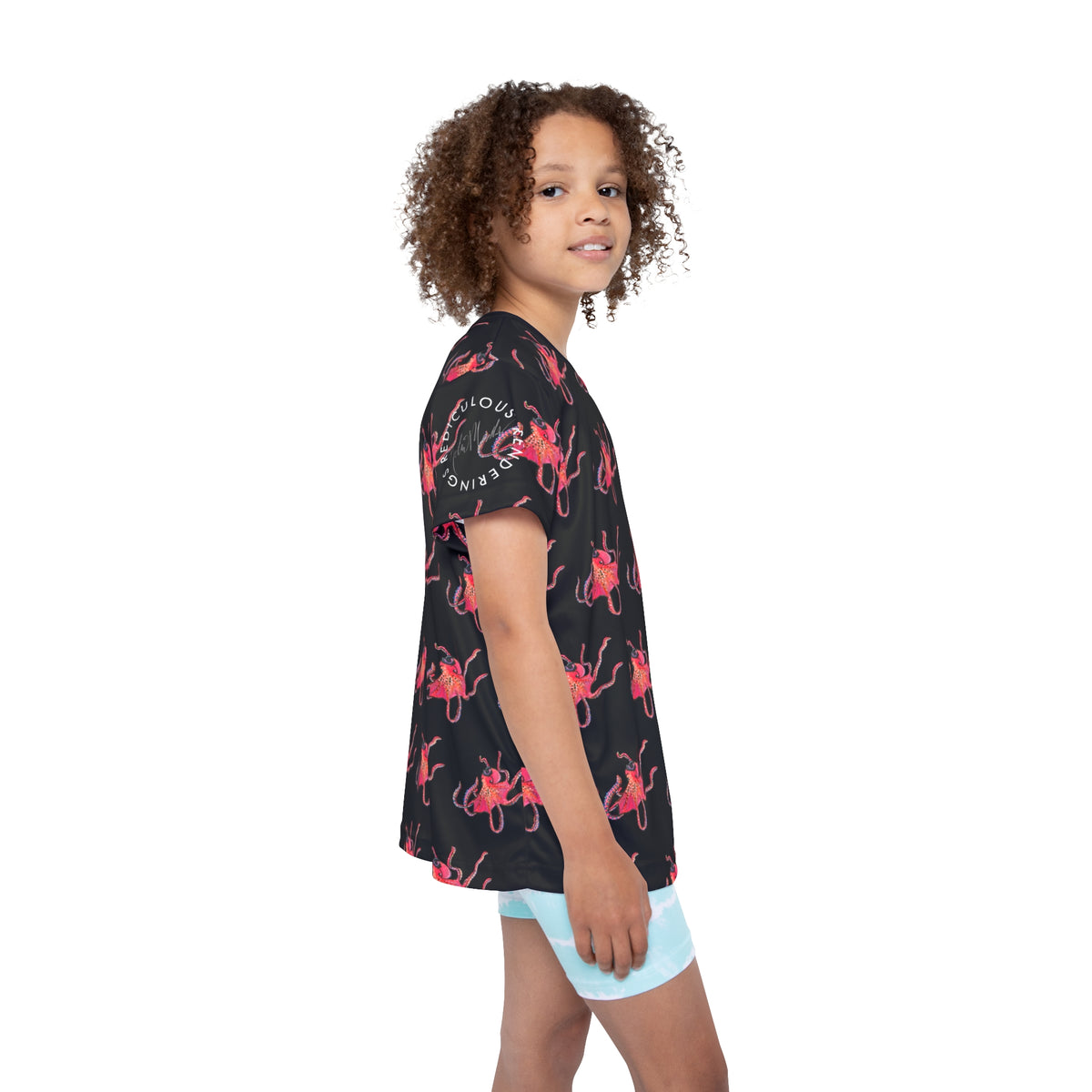 Kids Octopus Sports Jersey — Bright Red Octopus All-Over Print