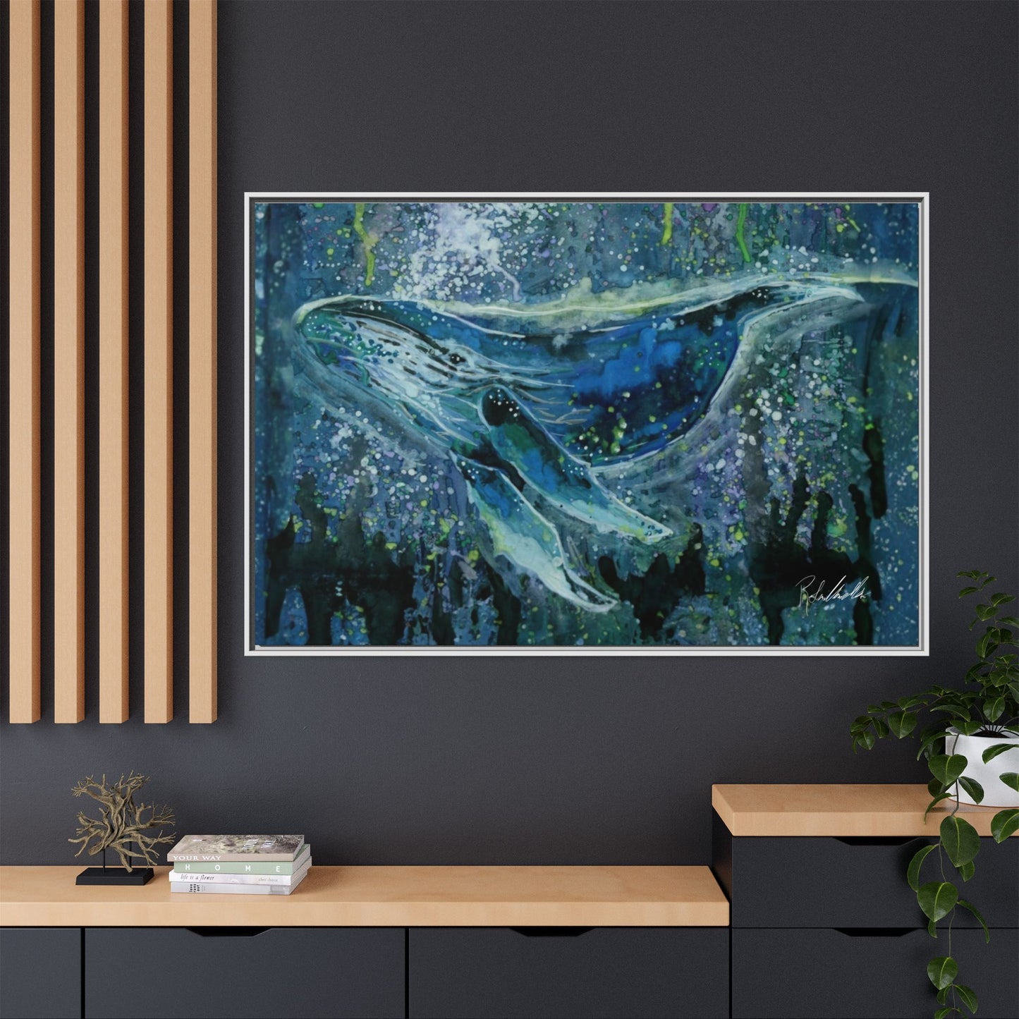 Watercolor Whale Framed Wall Art