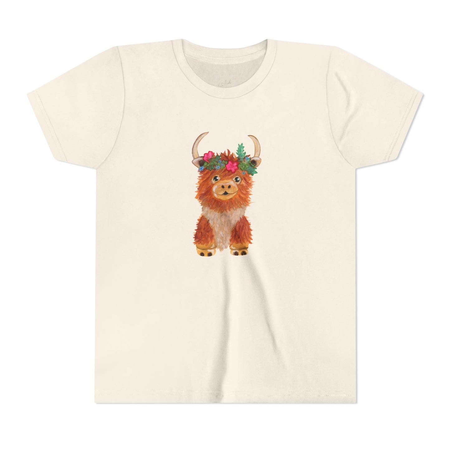 Kids Highland Cow Floral Crown Tee