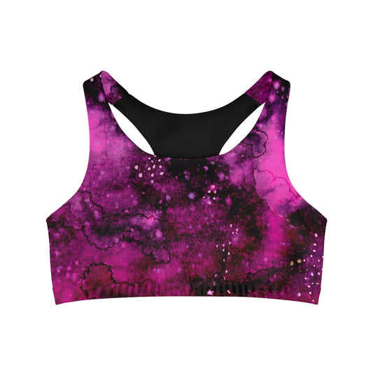 Rose Colored Galaxy Seamless Sports Bra (AOP)