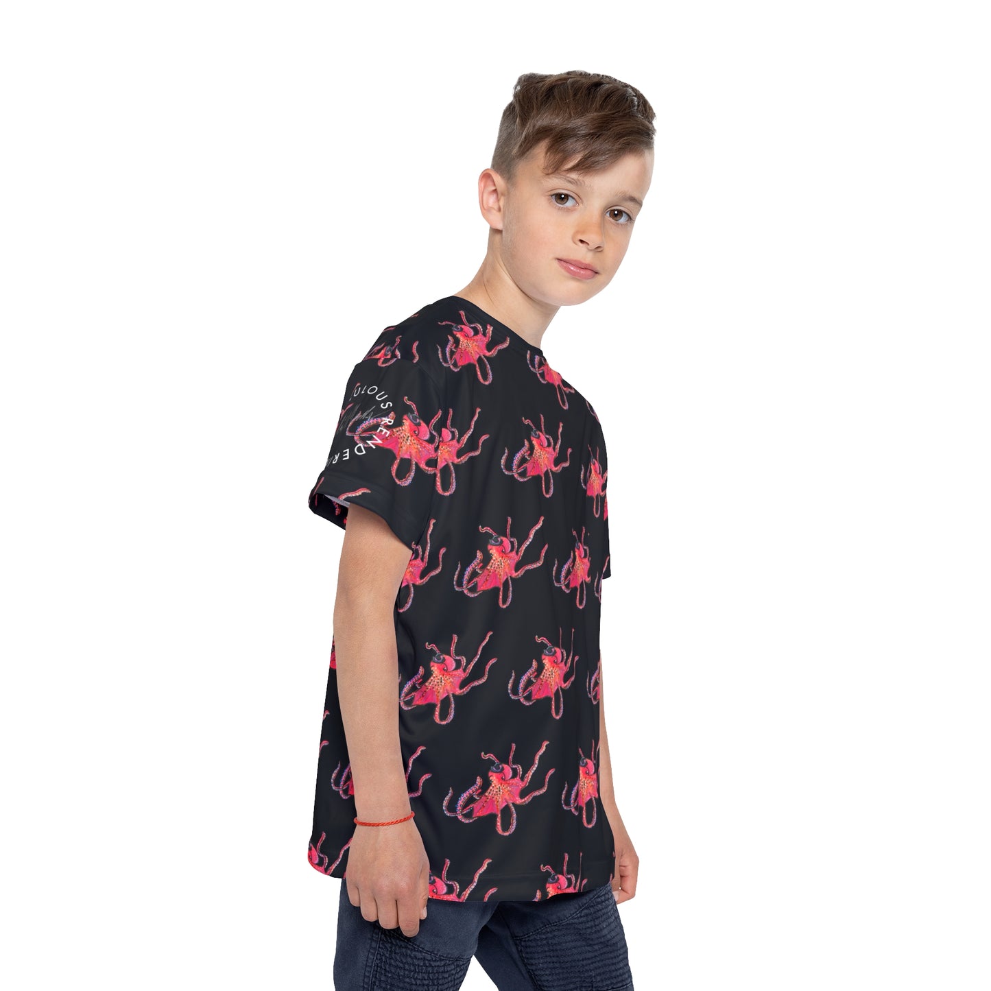 Kids Octopus Sports Jersey — Bright Red Octopus All-Over Print