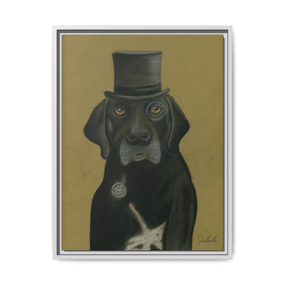 Black Lab Dog in Top Hat Framed Wall Art