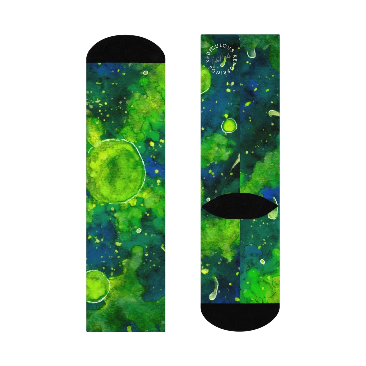 Green Galaxy Cushioned Crew Socks