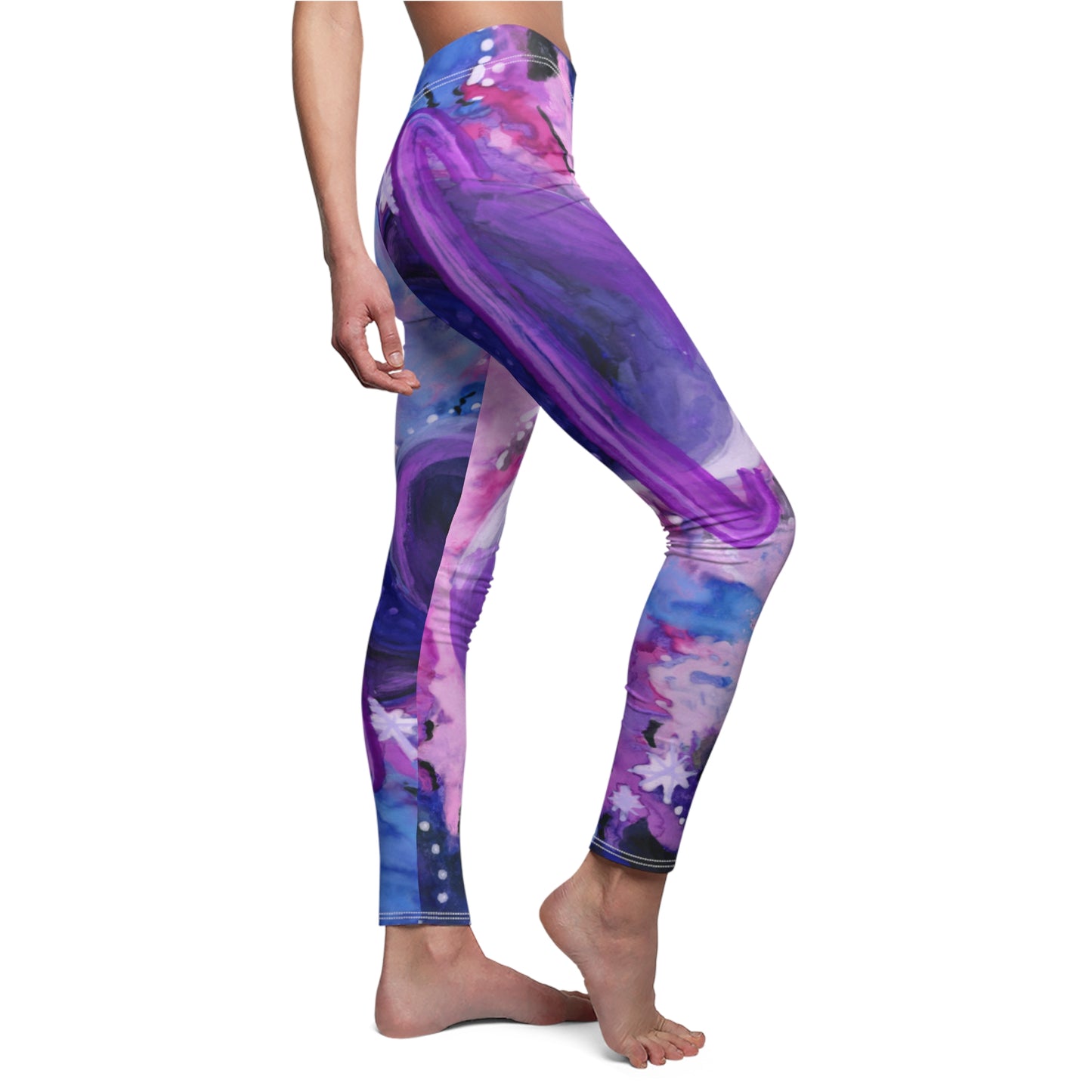 Purple Galaxy Women's Cut & Sew Casual Leggings (AOP)