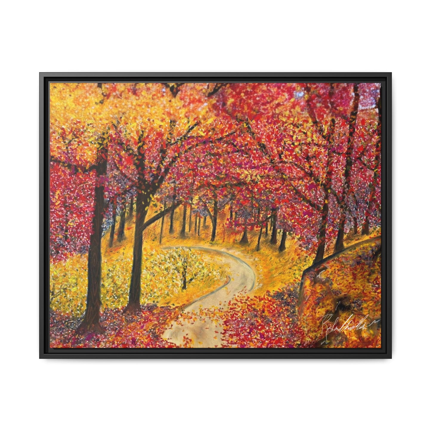 Vibrant Fall Forest Framed Wall Art
