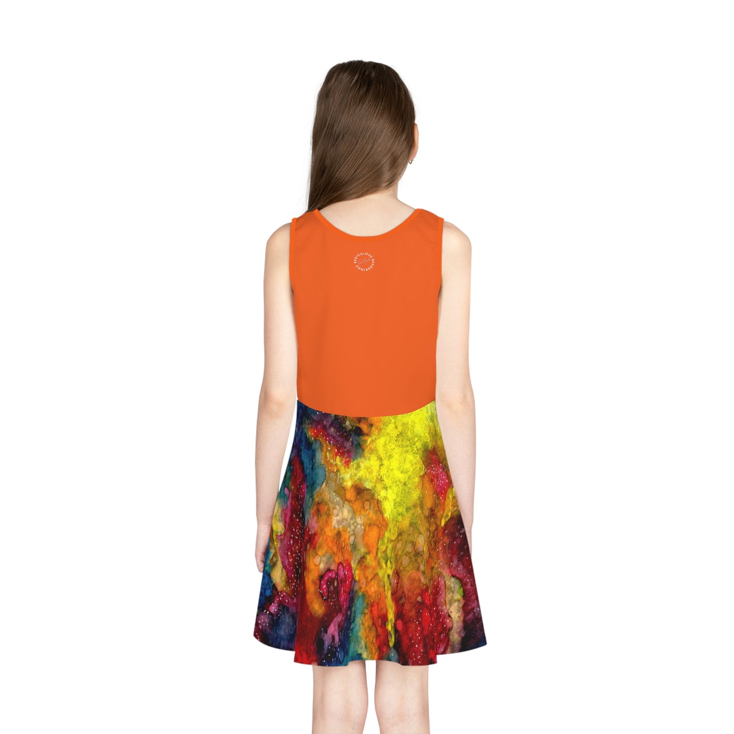 Orange Top Sunset Clouds Galaxy Girls' Sleeveless Sundress (AOP)