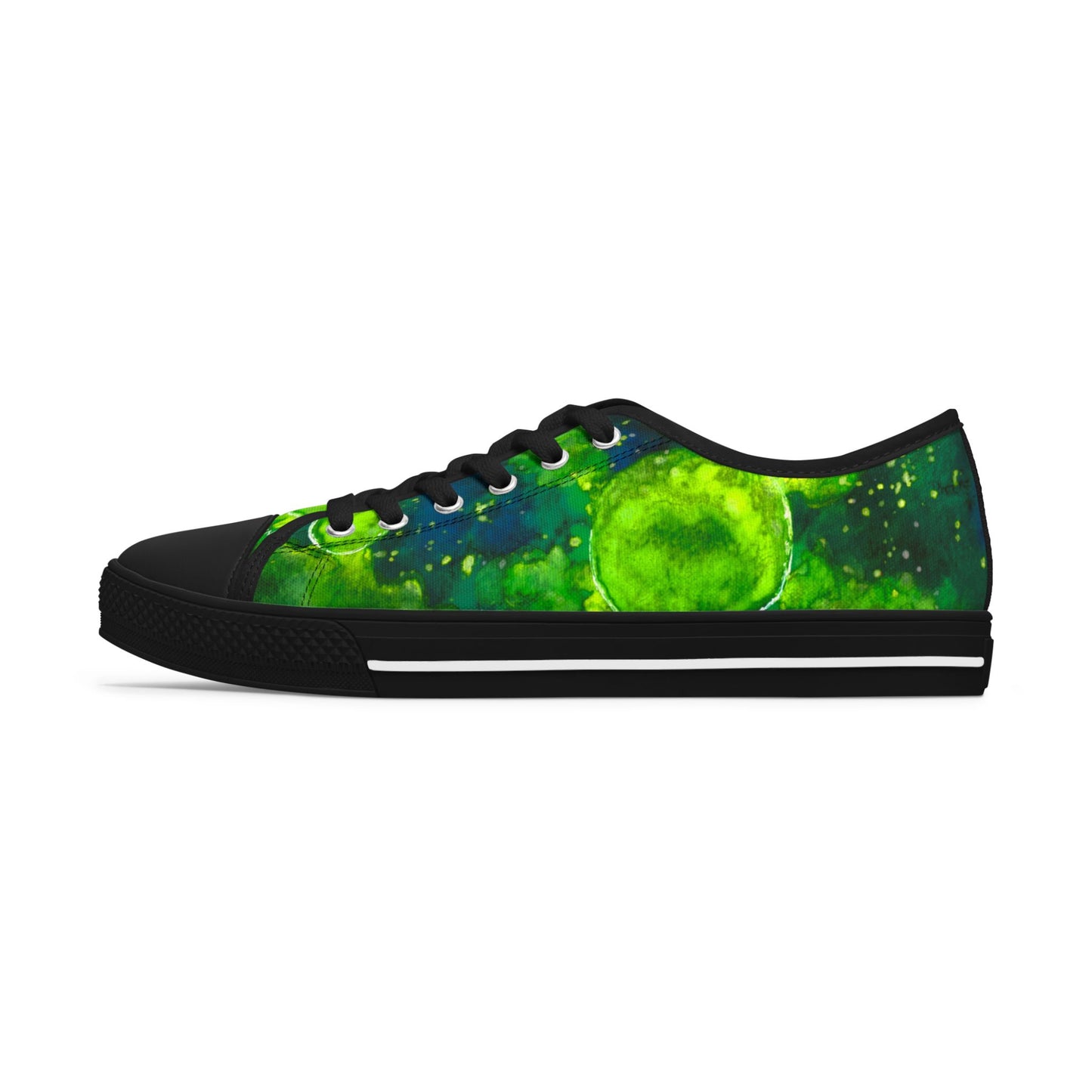 Low Top Sneakers — Green Galaxy Moon Pattern