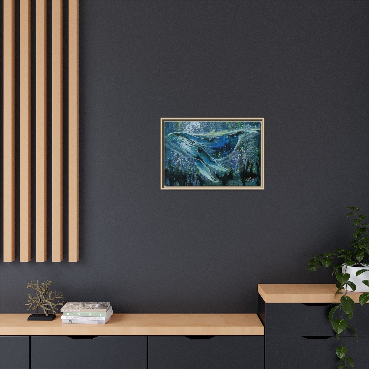 Watercolor Whale Framed Wall Art