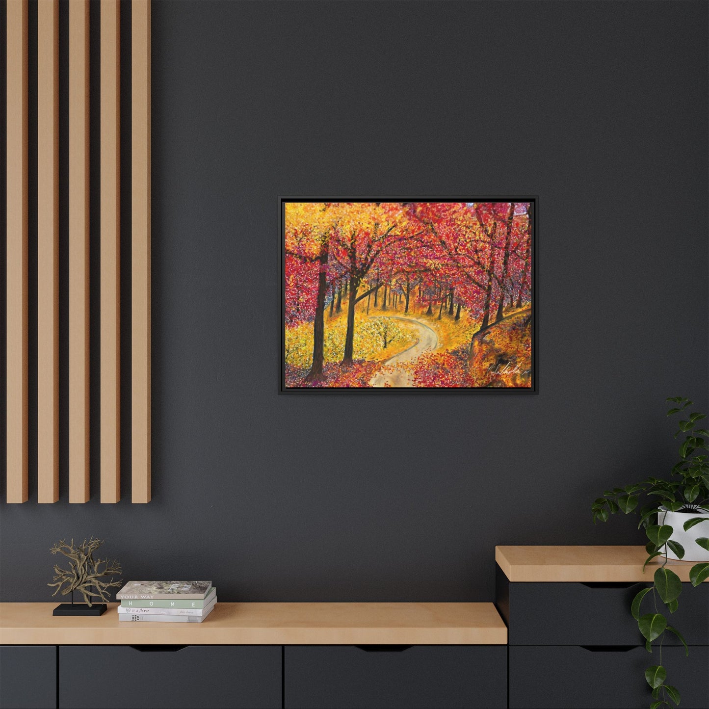 Vibrant Fall Forest Framed Wall Art