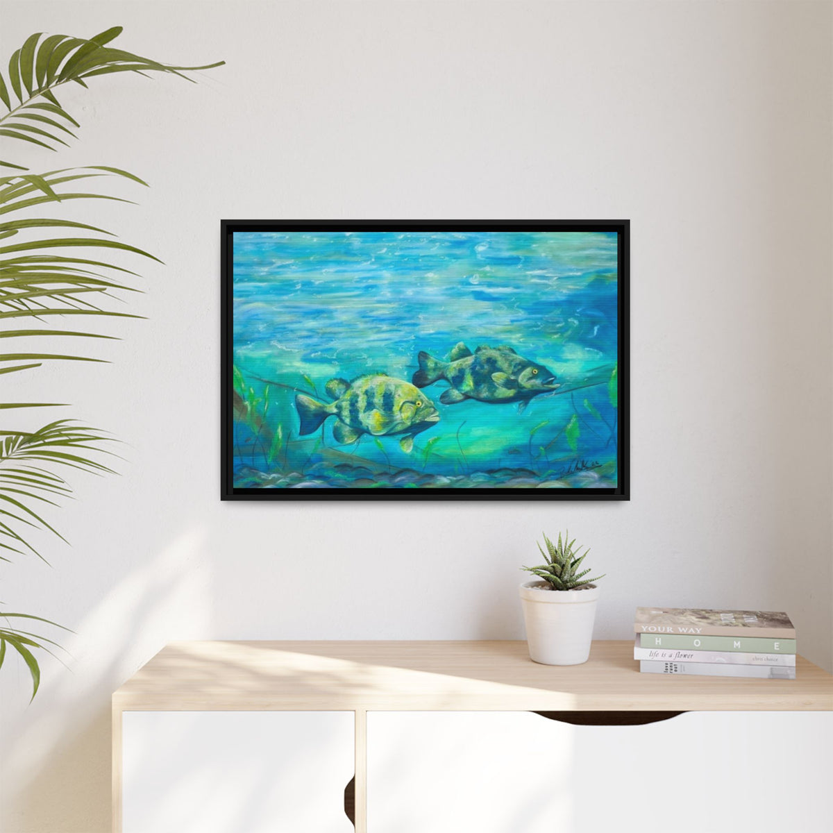 Framed Matte Canvas - Underwater Fish Scene