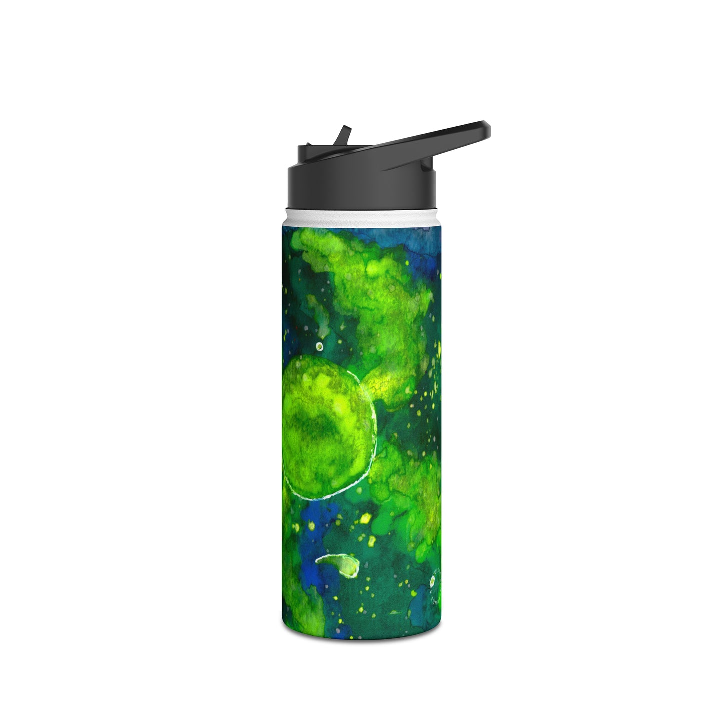 Green Galaxy Stainless Steel Water Bottle, Standard Lid