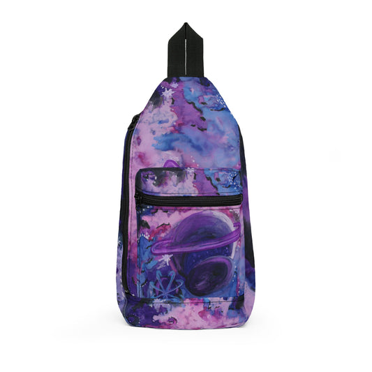 Galaxy Planet Sling Bag – Purple Nebula Space Crossbody