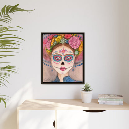 Day of the Dead Skull Woman Framed Wall Art