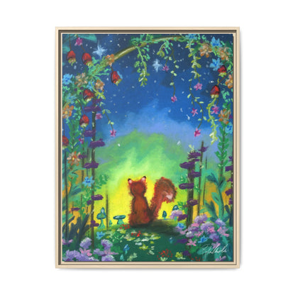 Fox Under Flowers Framed Wall Art