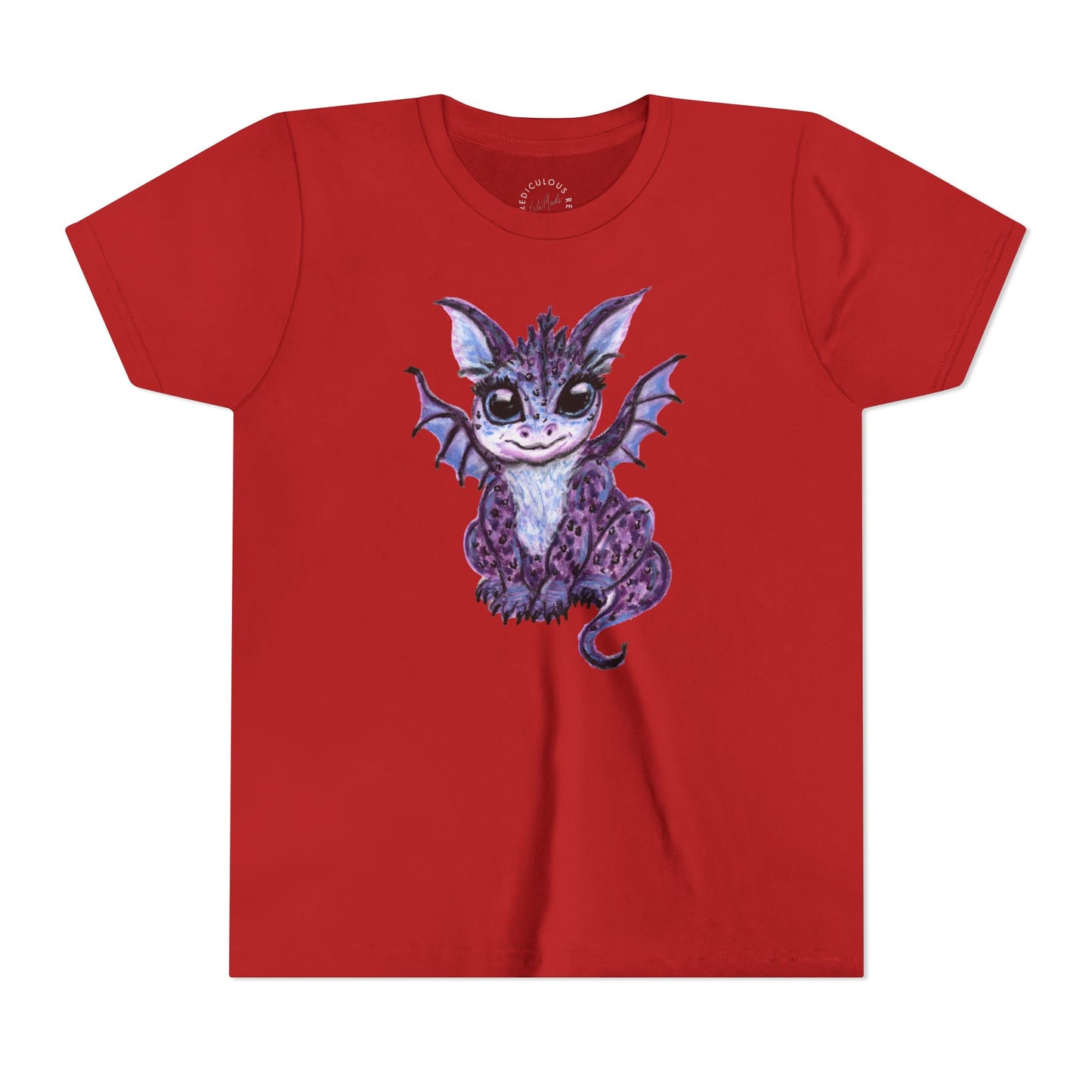 Youth Tee — Cute Purple Baby Dragon Illustration Kids Shirt