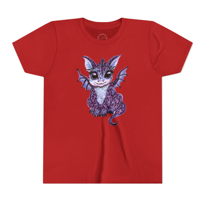 Youth Tee — Cute Purple Baby Dragon Illustration Kids Shirt