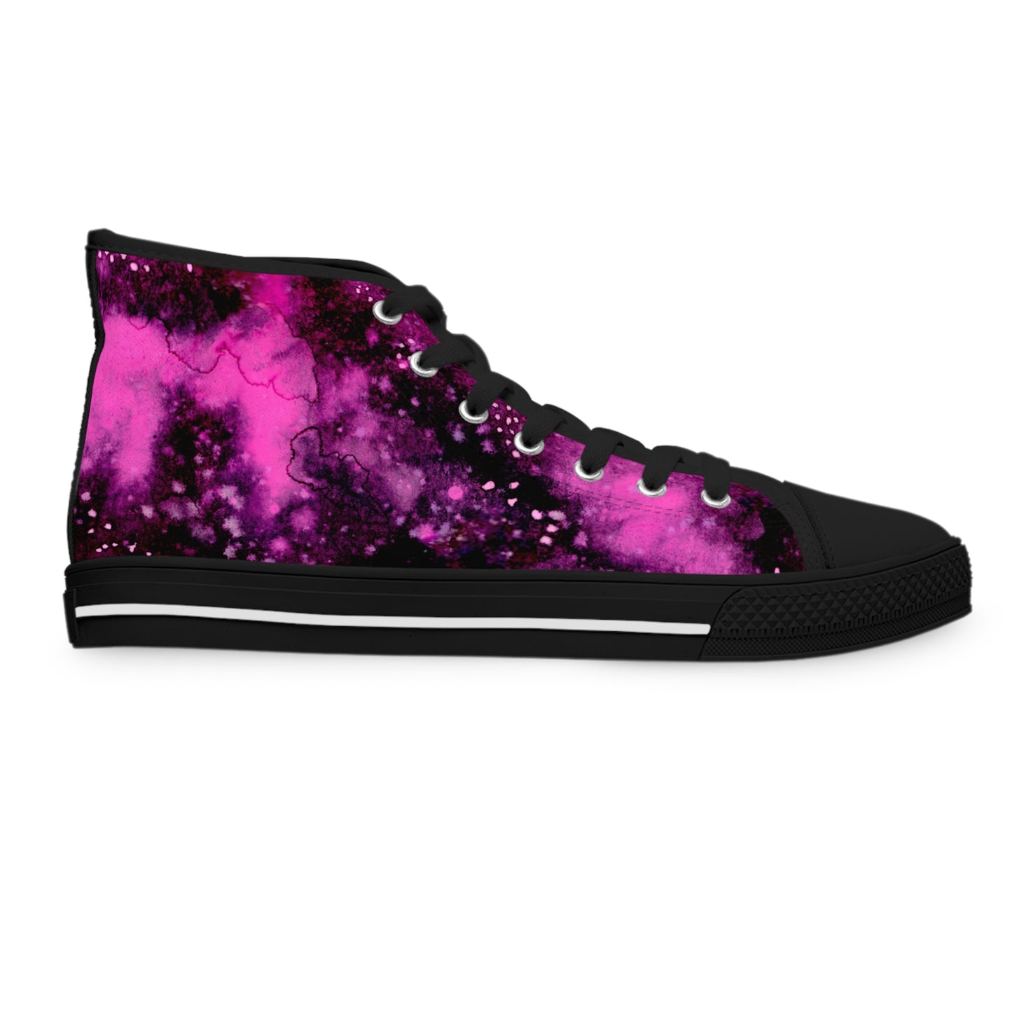 Women's High Top Sneakers — Magenta Galaxy Print Cosmic Canvas Shoes