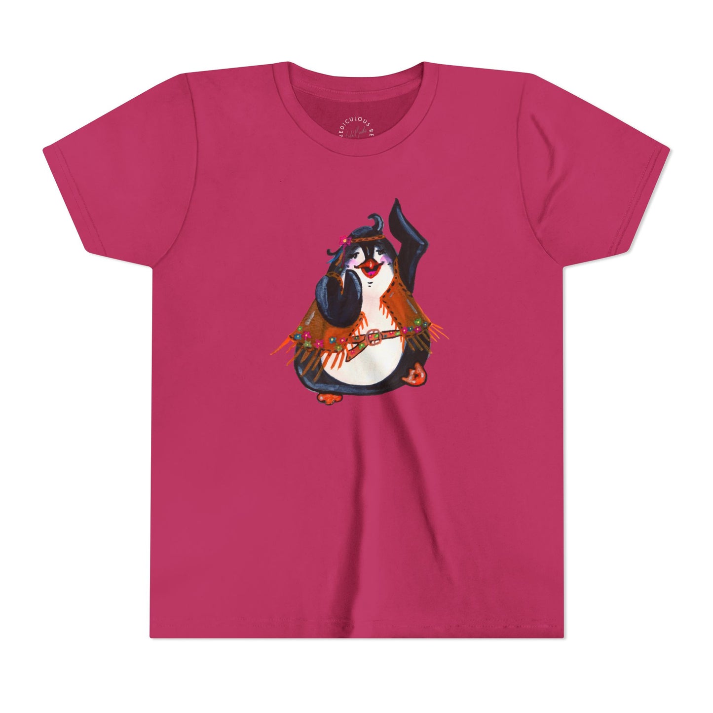 Kids Dancing Penguin Tee — Cute 60s Retro Penguin Graphic Youth T‑Shirt