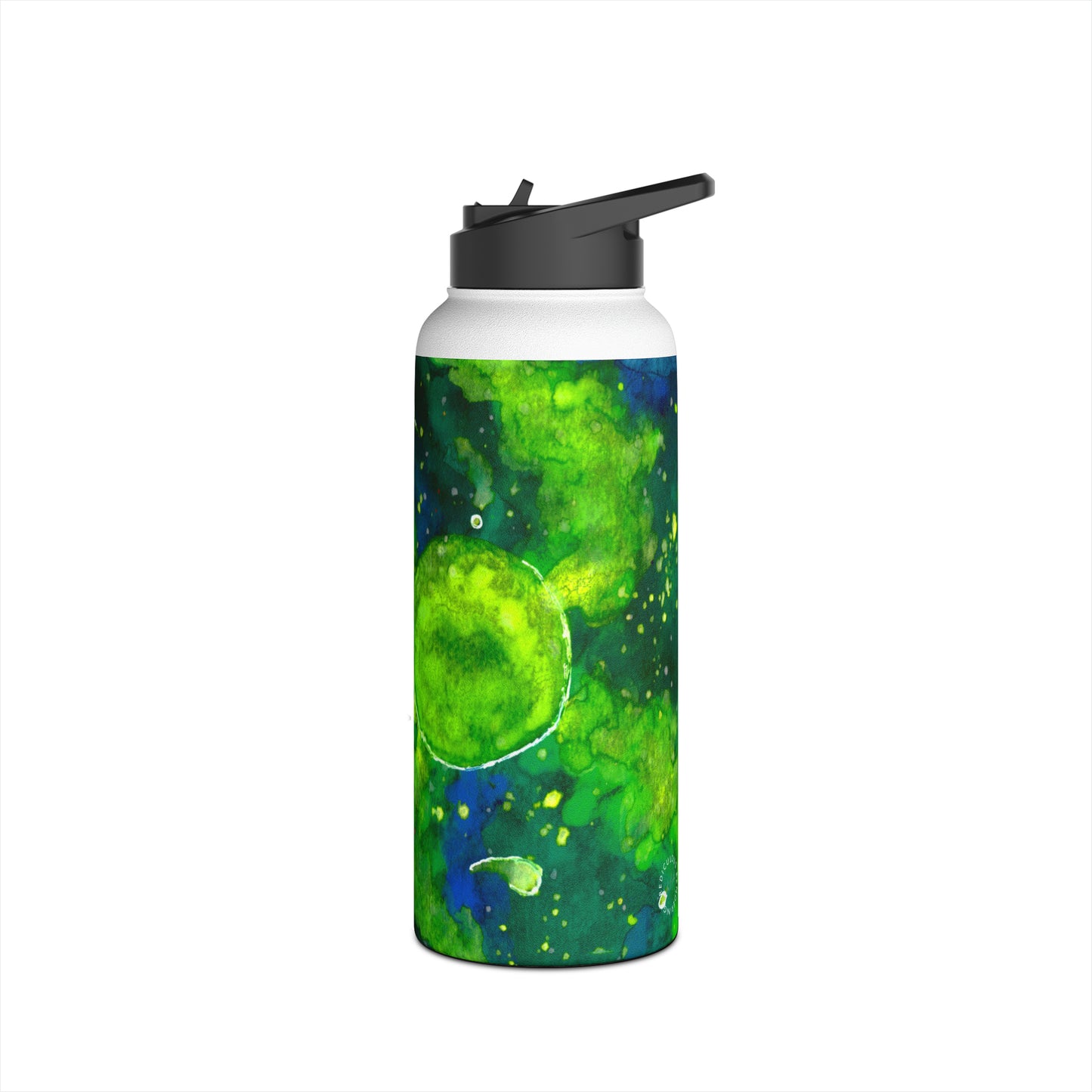 Green Galaxy Stainless Steel Water Bottle, Standard Lid