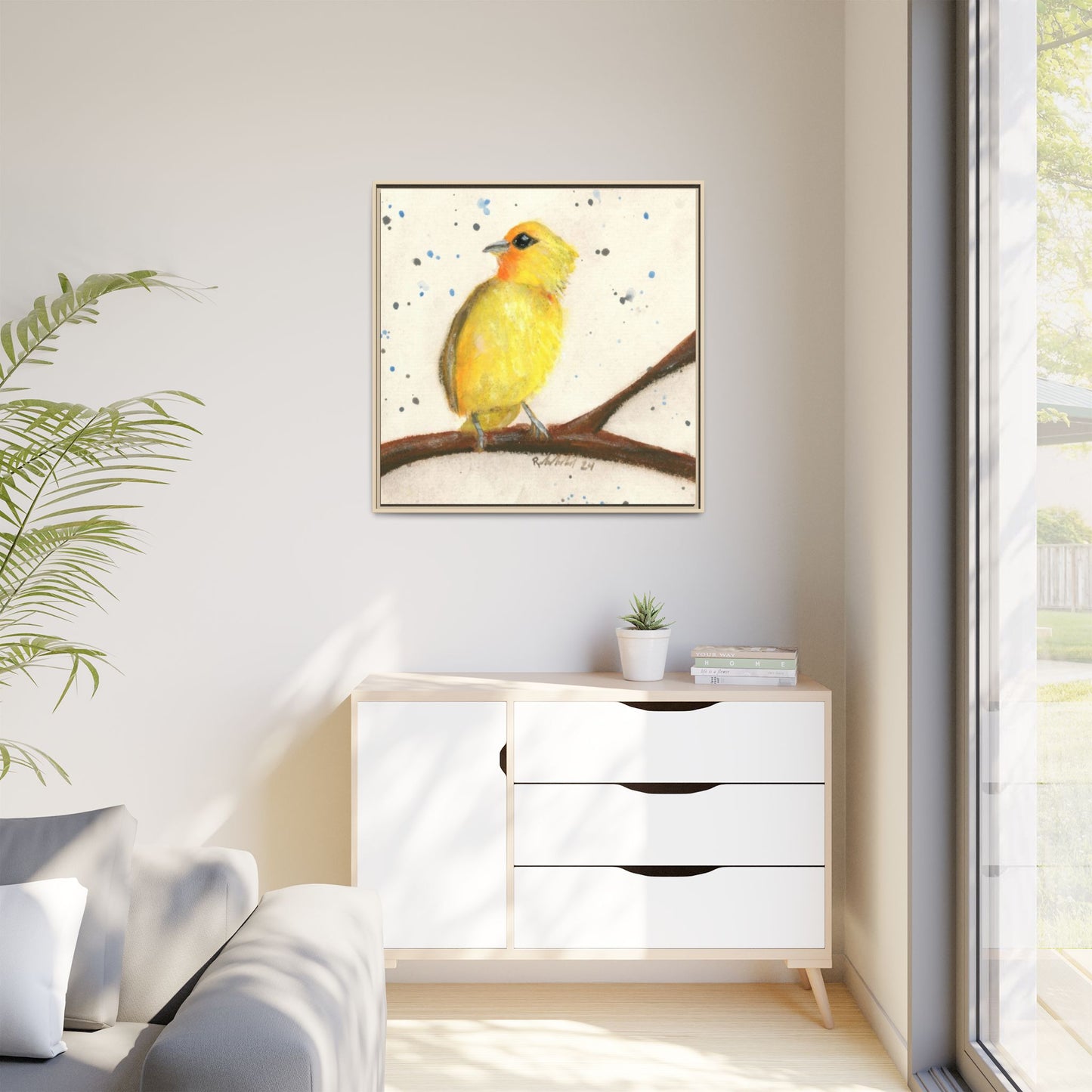 Yellow Canary Bird Framed Wall Art