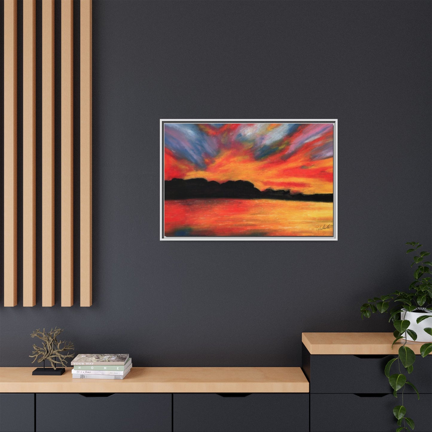 Sunset Over The Lake Framed Wall Art