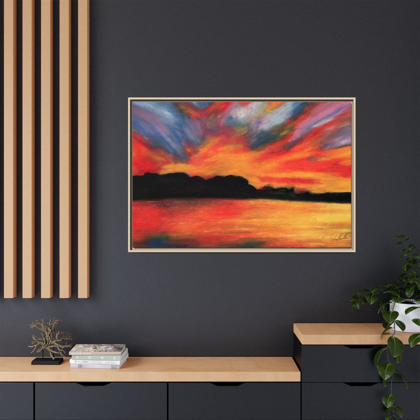 Sunset Over The Lake Framed Wall Art
