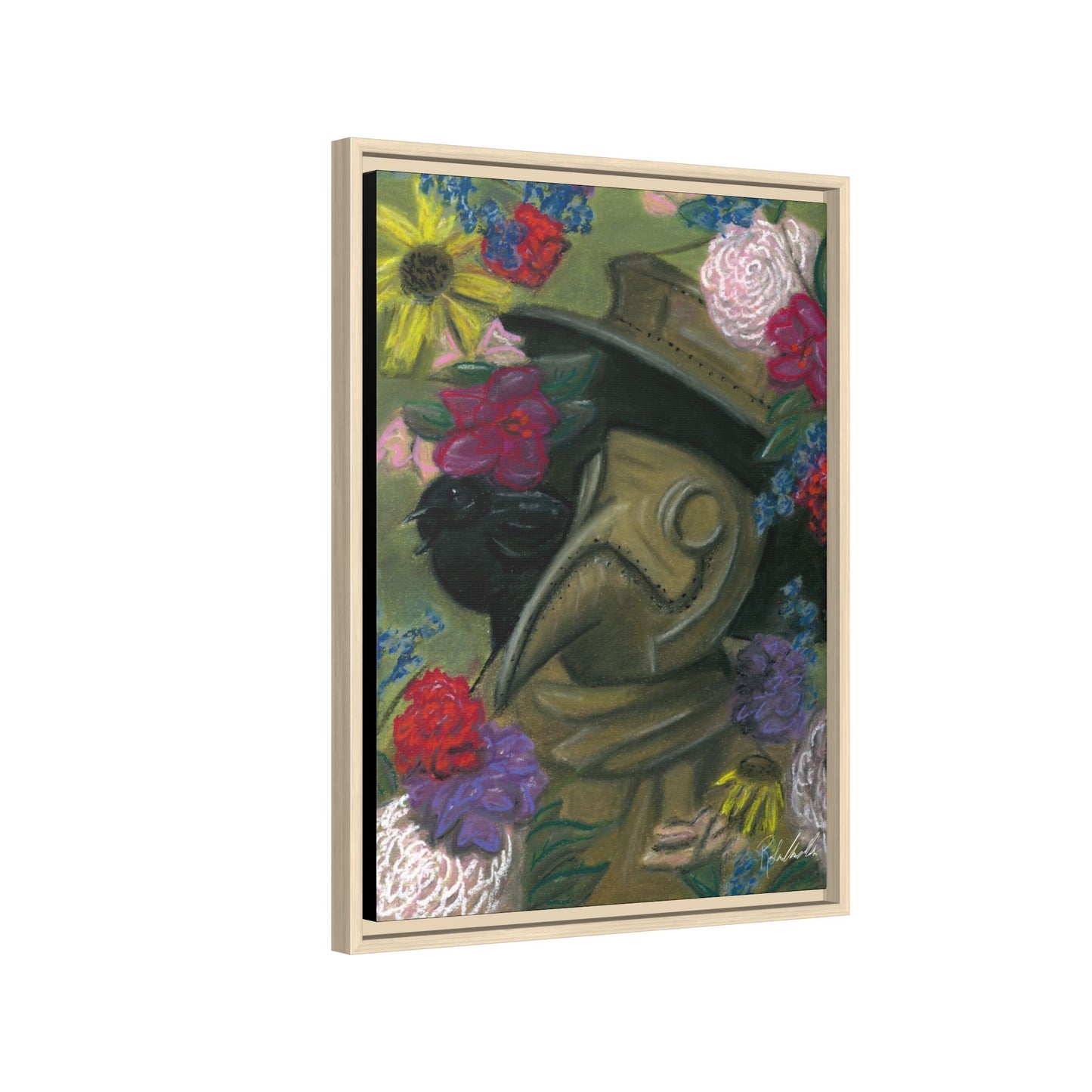 Plague Doctor and Raven Framed Wall Art