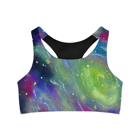 Rainbow Vortex Galaxy Seamless Sports Bra (AOP)