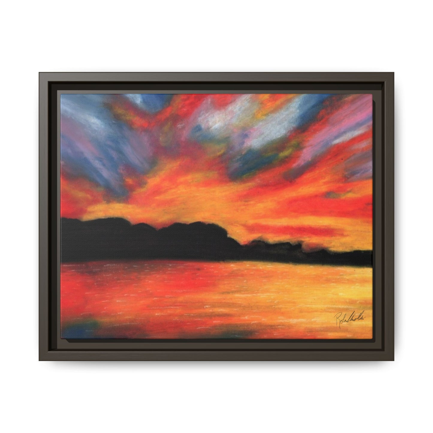 Sunset Over The Lake Framed Wall Art