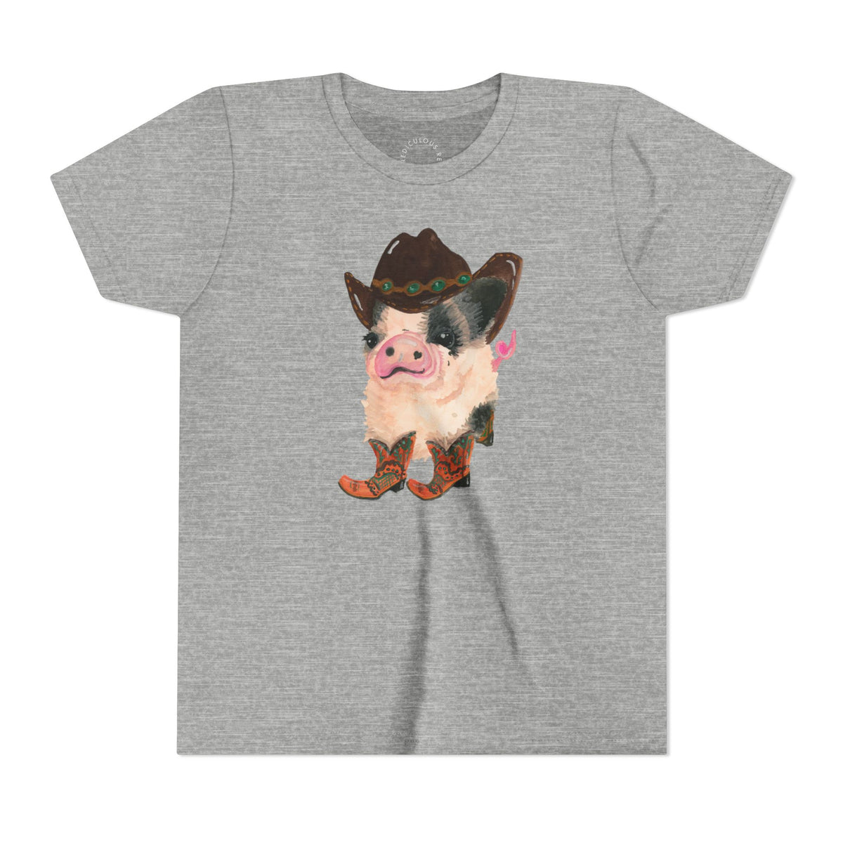 Cowboy Pig Kids Tee — Cute Western Pig in Cowboy Hat & Boots Youth T-Shirt