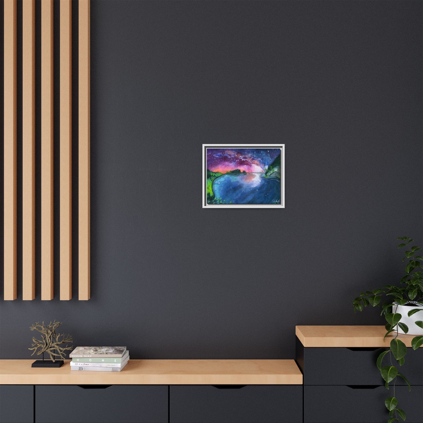 Watercolor Sunset Lake Framed Wall Art