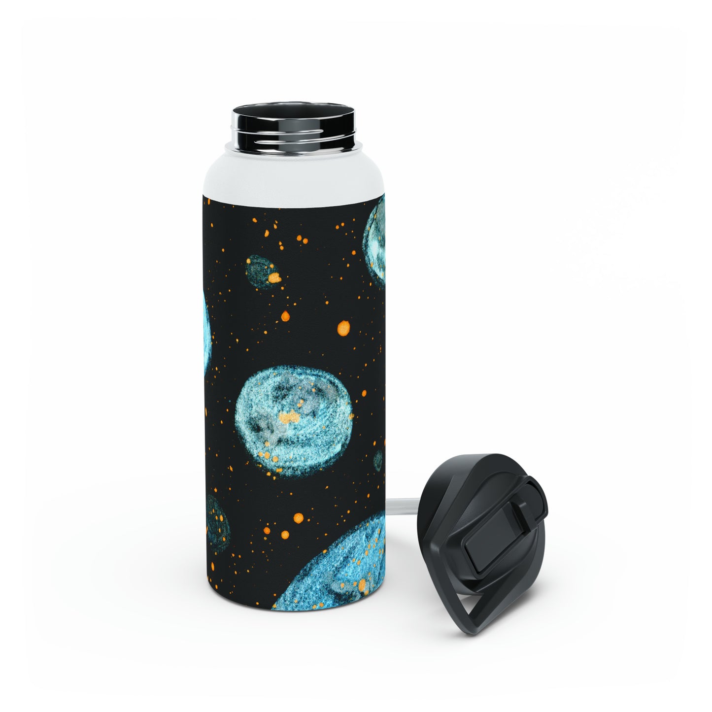 Little Blue Planets Galaxy Stainless Steel Water Bottle, Standard Lid