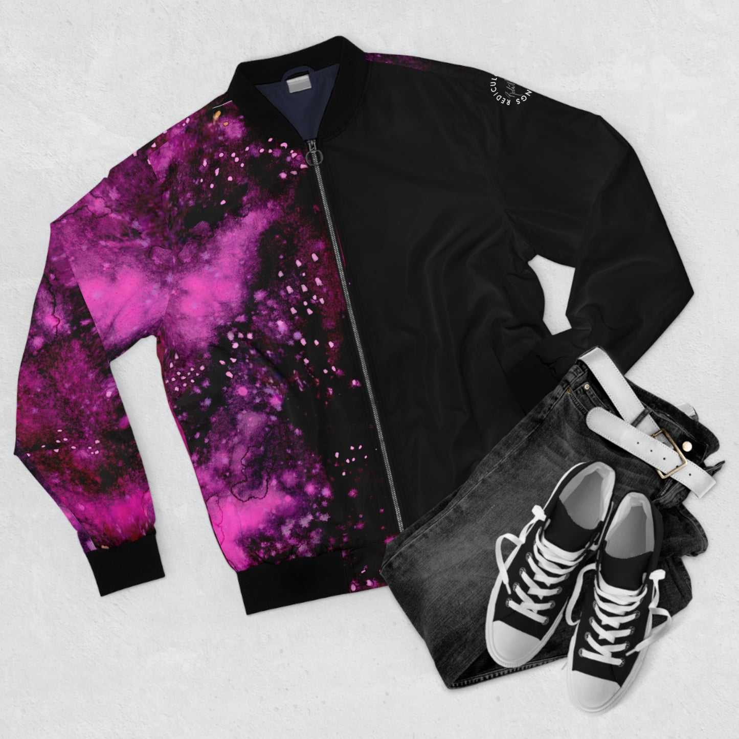 Rose Colored Galaxy Men's Bomber Jacket (AOP)