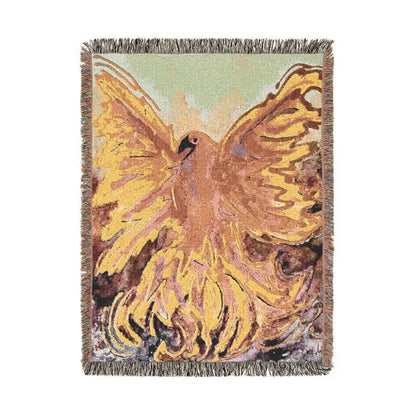 Sunburst Phoenix Bird Woven Blanket — Rising from the Ashes Rebirth Throw