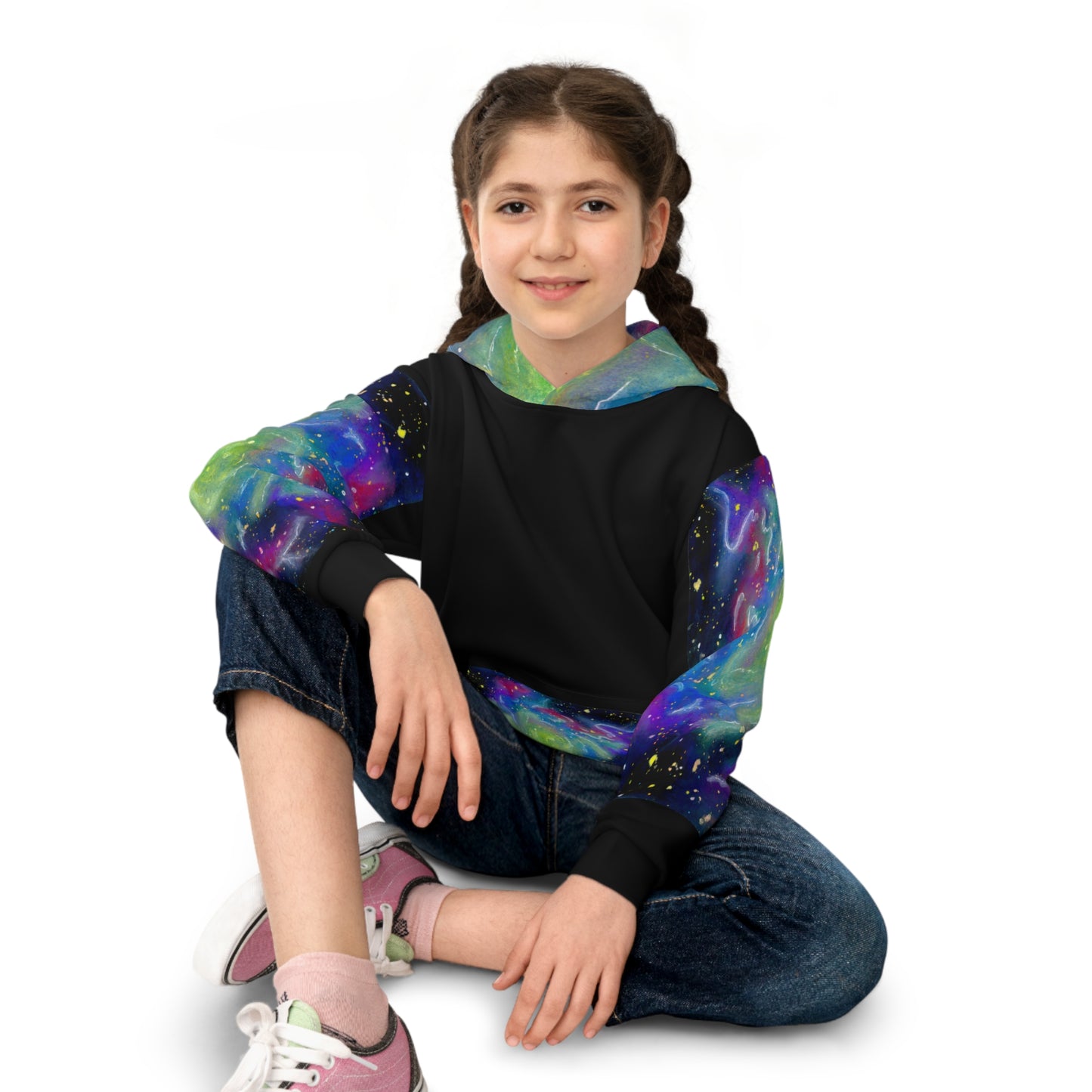 Rainbow Vortex Galaxy Children's Hoodie (AOP)