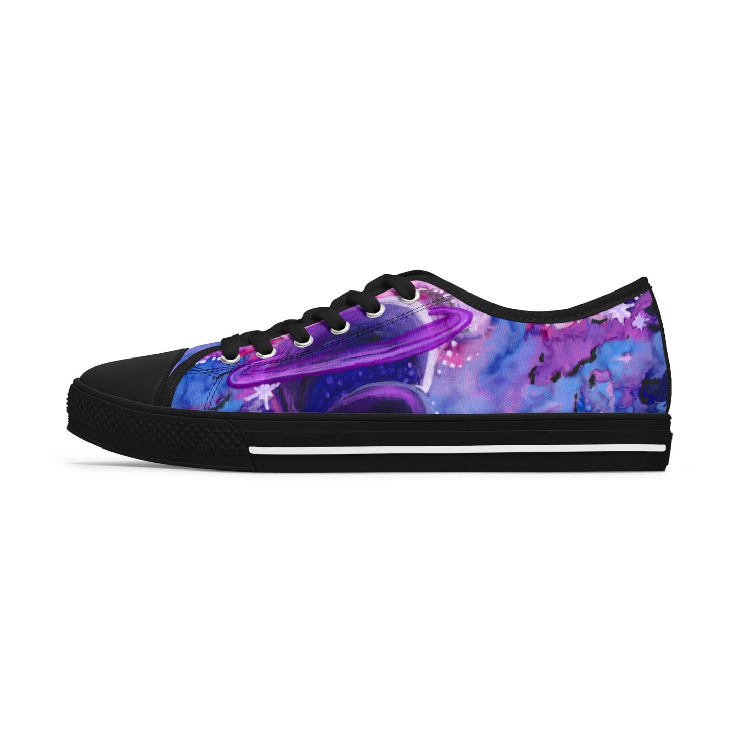 Purple Galaxy Women's Low Top Sneakers — Abstract Tie-Dye Cosmic Design