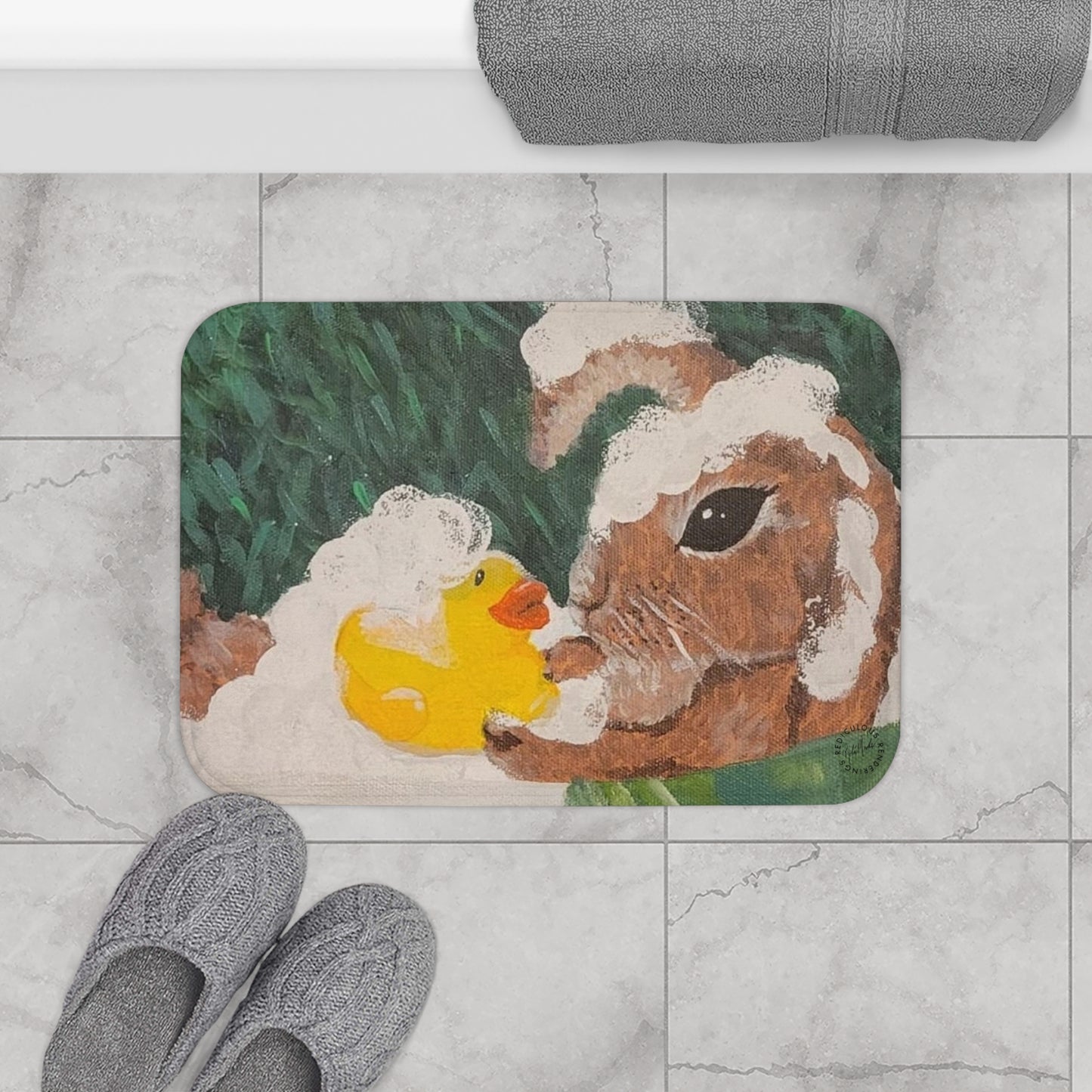 Rabbit Bath Mat  Anti-Slip, 100% Microfiber Rug- Home & Bathroom Supplies