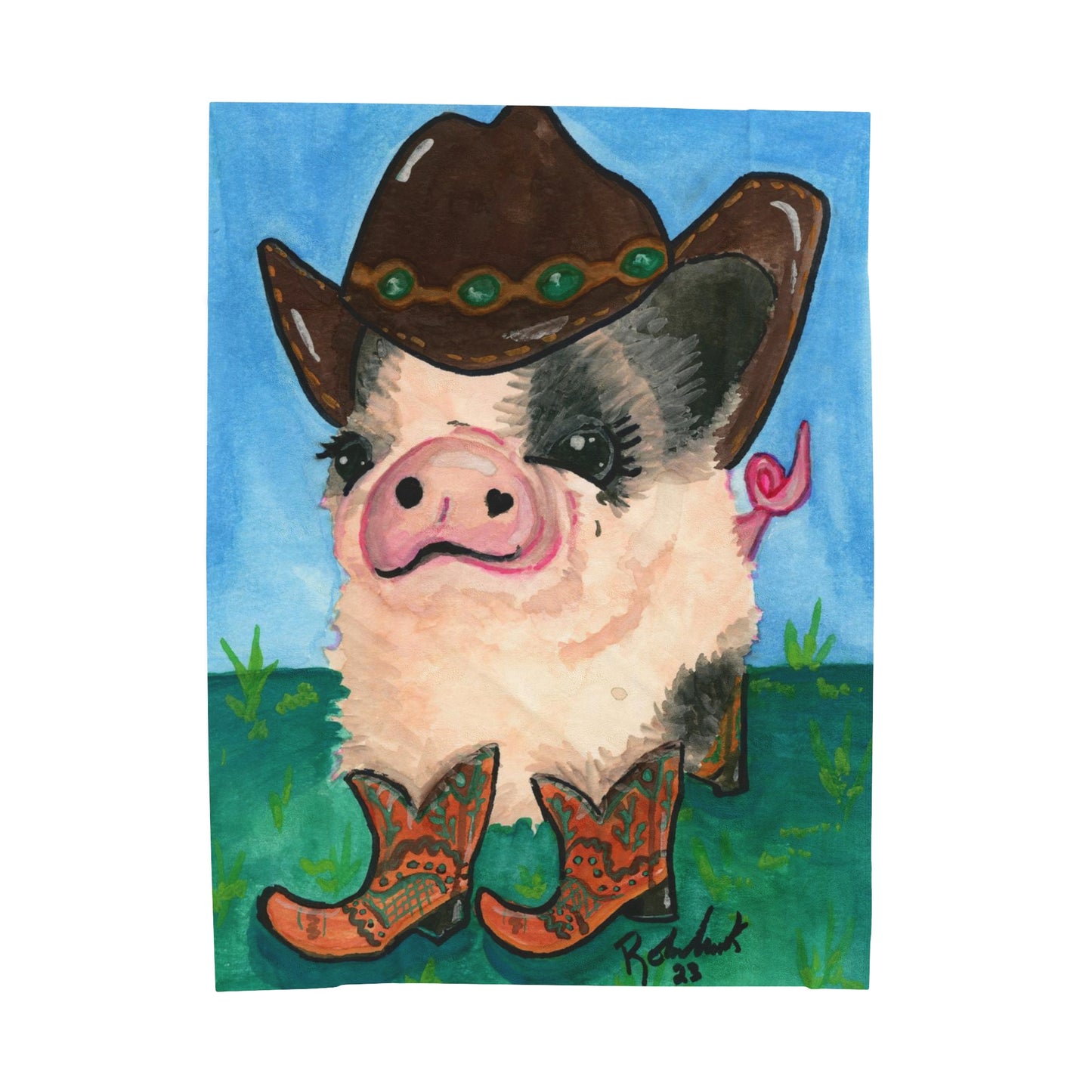 Cowboy Pig Velveteen Plush Blanket