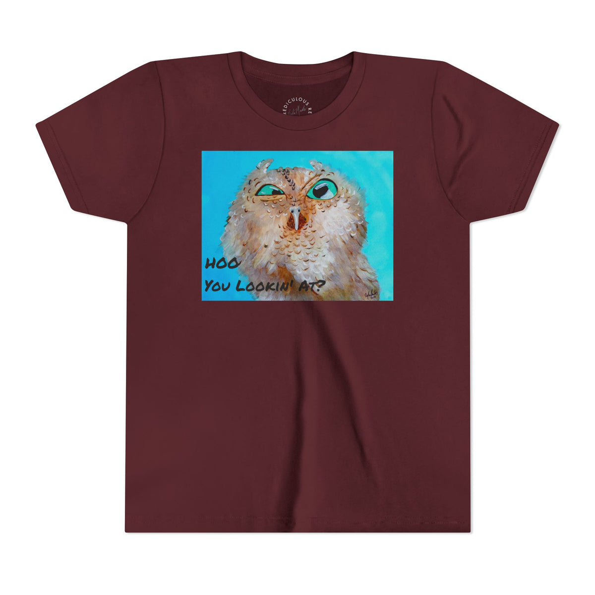 Youth Owl Tee "Hoo You Looking At?" - Cute Kids Graphic T-Shirt