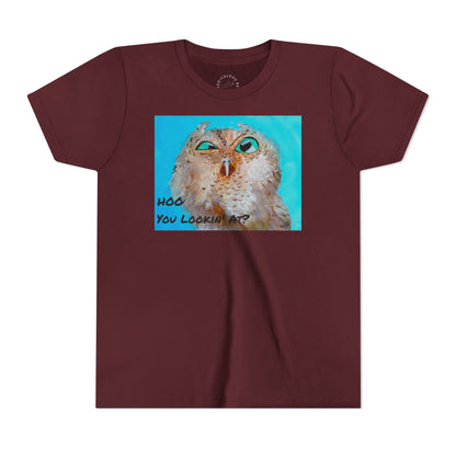 Youth Owl Tee "Hoo You Looking At?" - Cute Kids Graphic T-Shirt